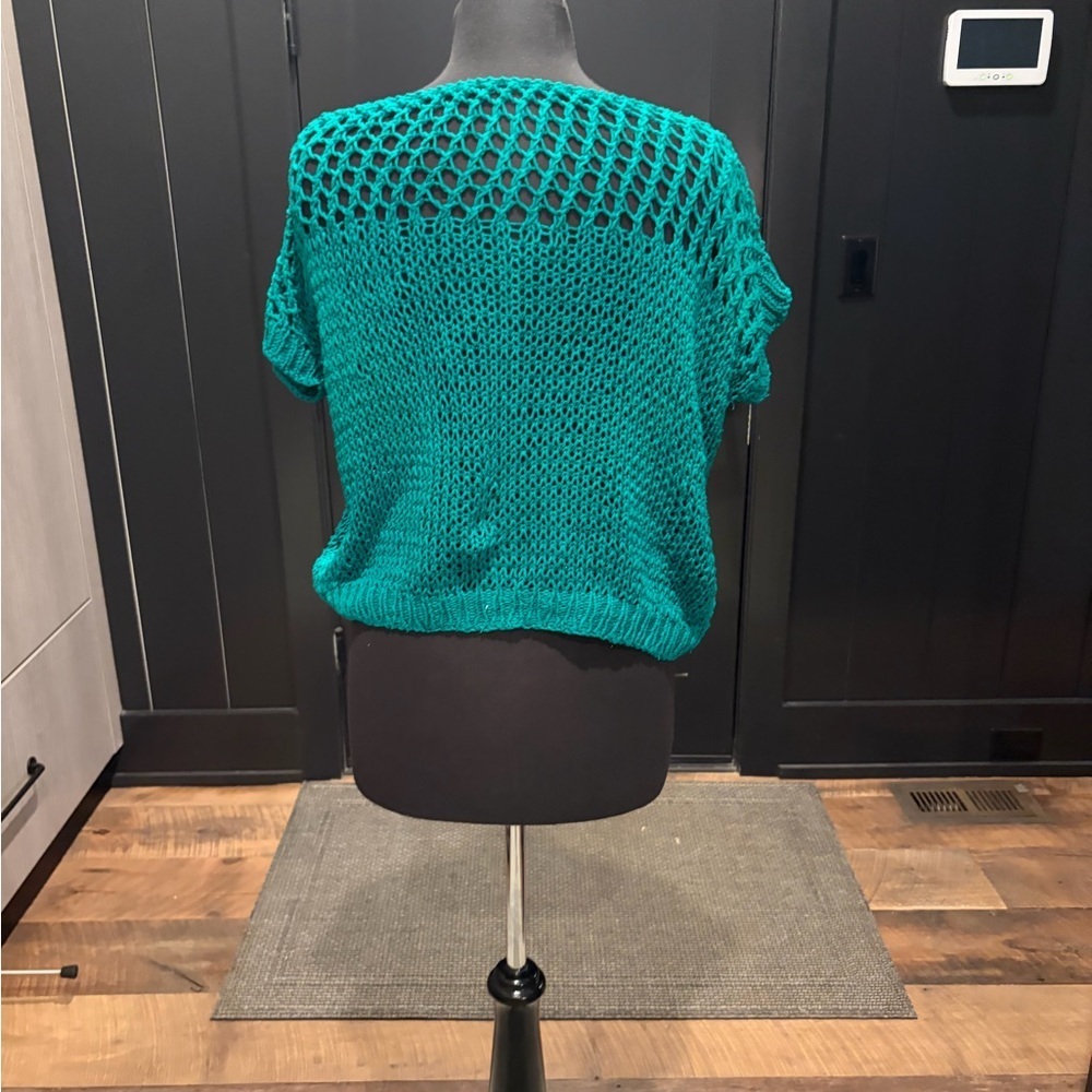 Elegant Teal Women's Crew Neck Sweater - Picture 3 of 3